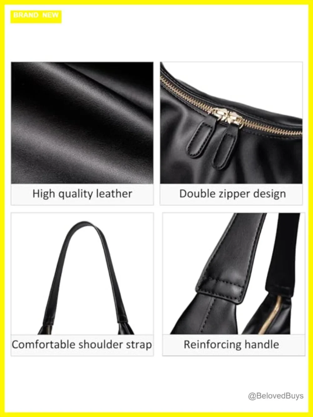 Small PU Leather Hobo Crossbody Shoulder Bag Double Zipper Tote Purse
